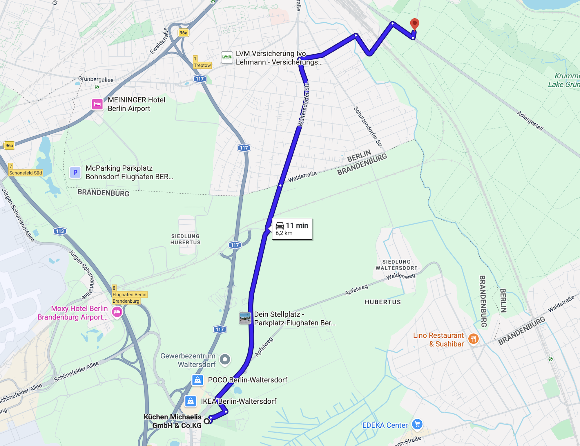 Anfahrt aus Grünau Küchen Grünau