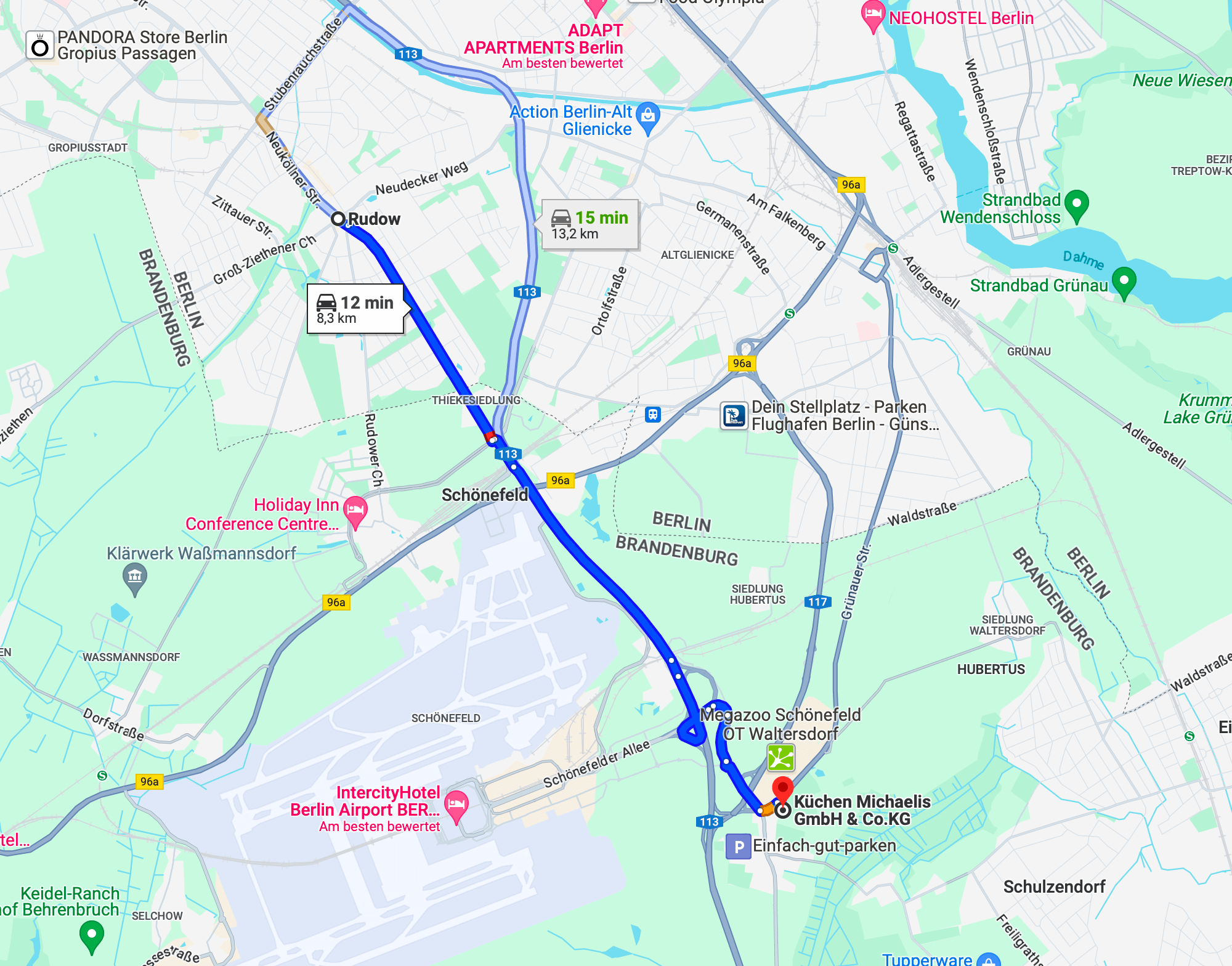 Anfahrt aus Berlin-Rudow Küchen Berlin-Rudow Küchen Rudow