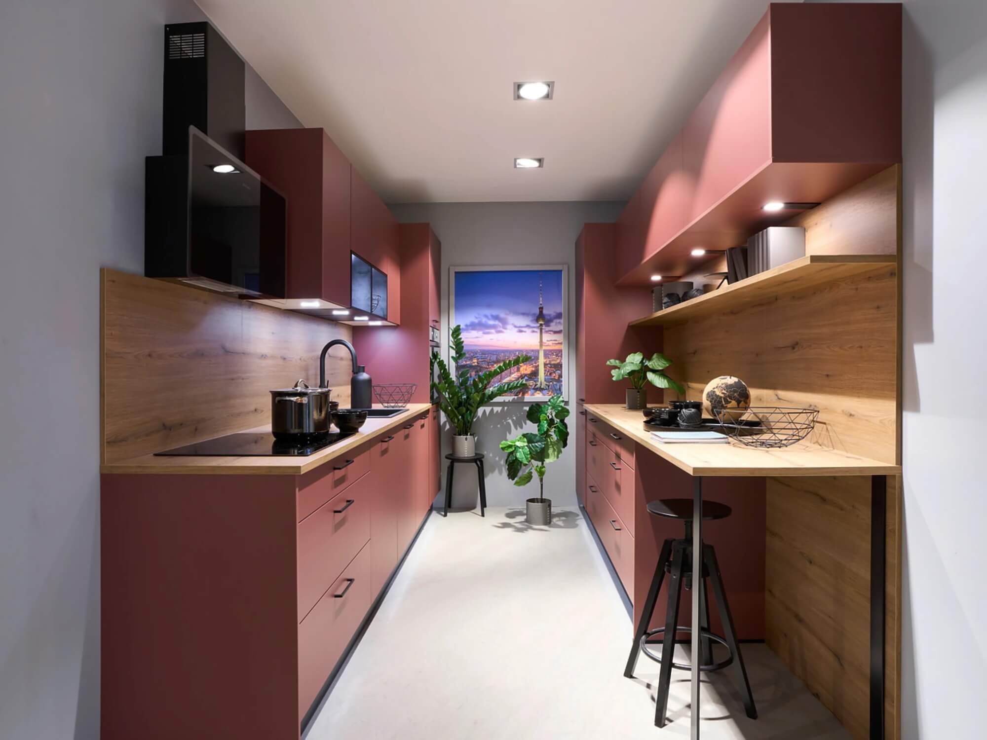 Express Klassische Zweizeilige Küche Karminrot