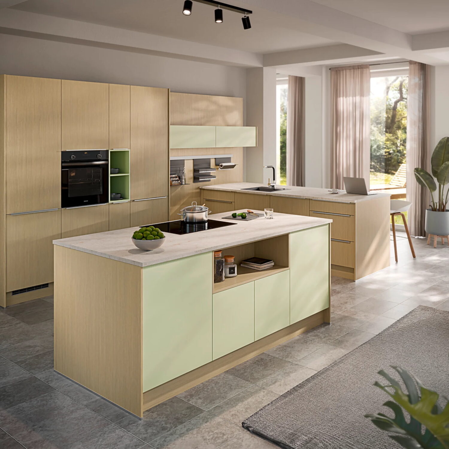 Express Moderne Inselküche mintgrün