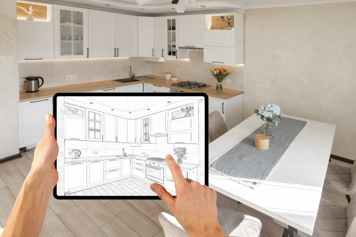 Küchenplanung mit Tablet