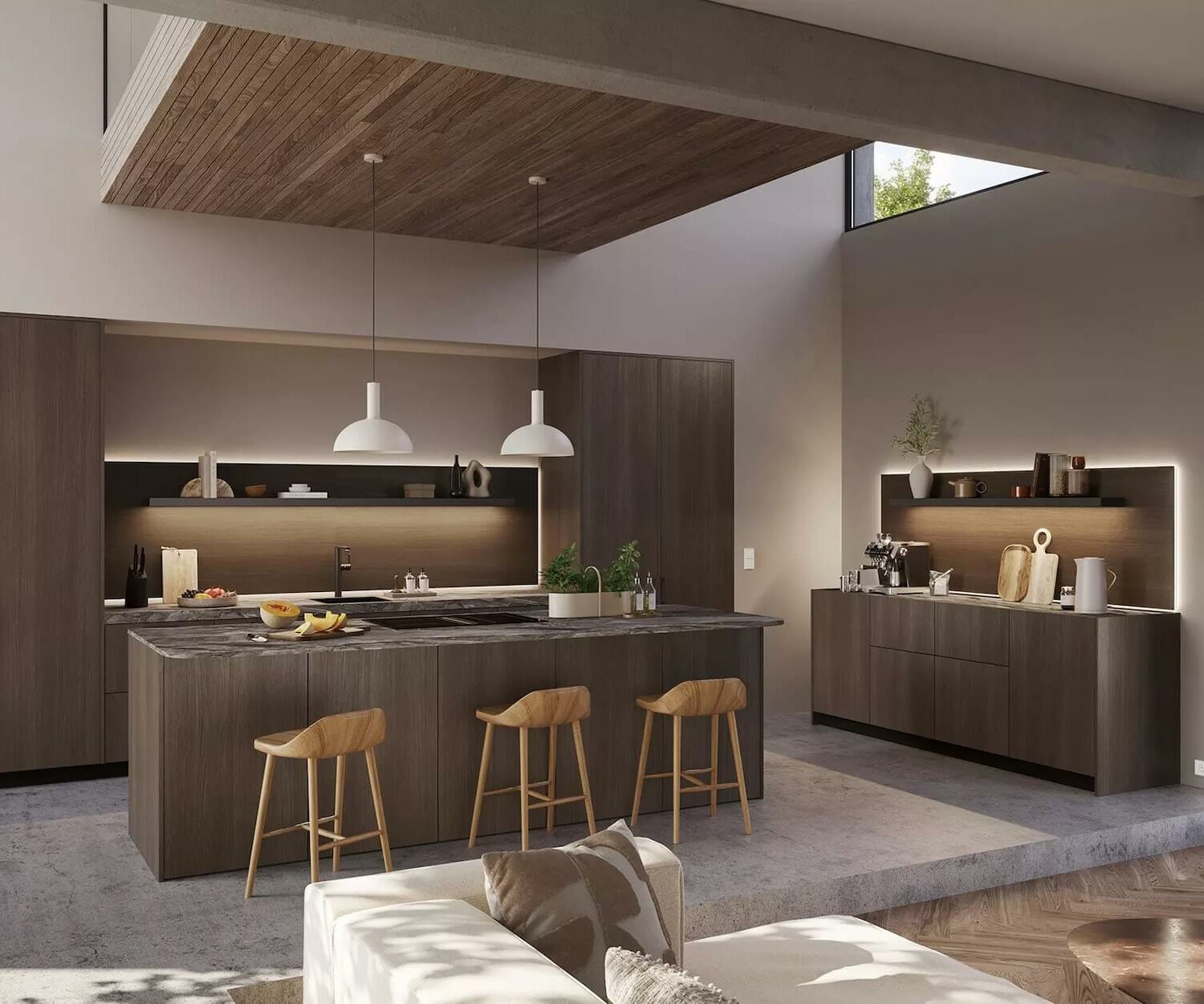 Rotpunkt Design Inselküche Loft Dark Oak