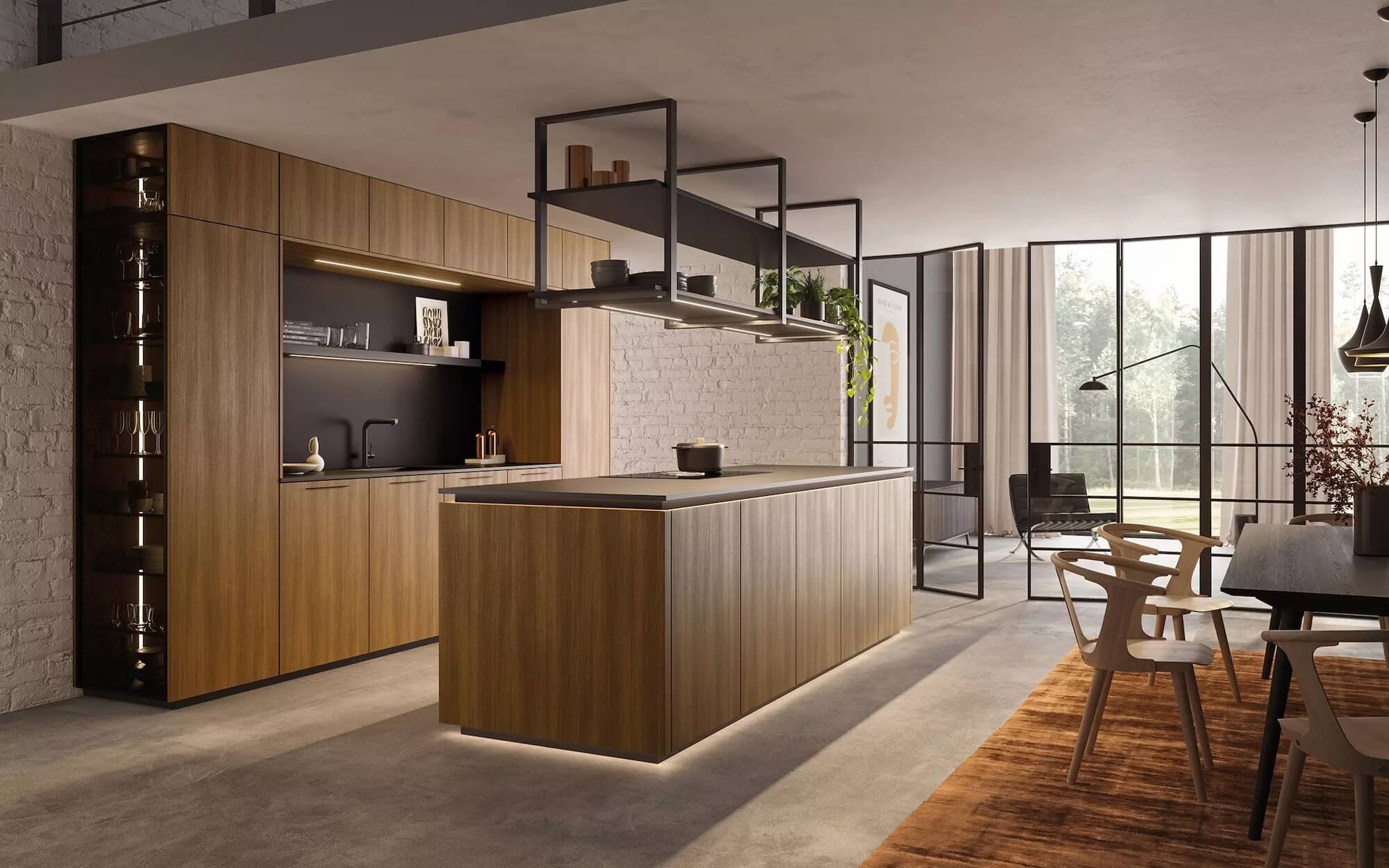 Rotpunkt Moderne Inselküche in Eichenoptik Moderne Küchen Holzfronten