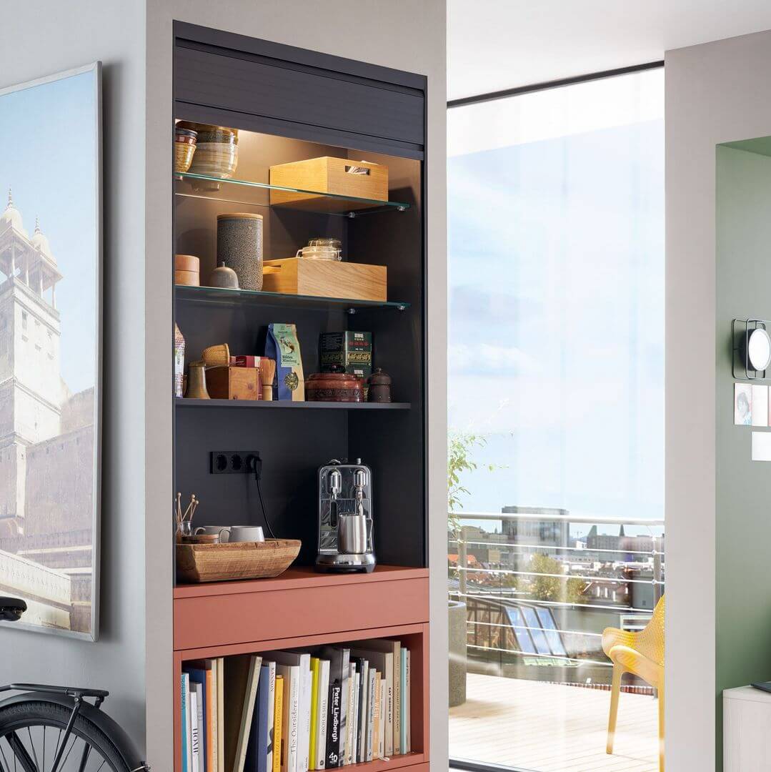 Schüller moderne L-Küche Jalousienschrank