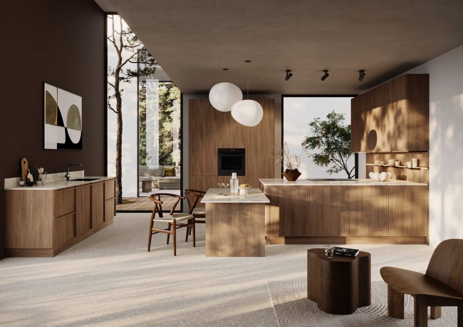 rotpunkt design inselküche scandinavian oak Fünf Tipps für große Küchen
